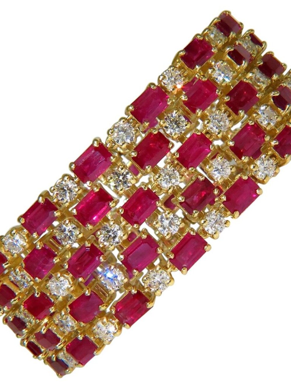 GIA Certified Natural Ruby Diamond Cuff Bracelet 18kt Important 12337*